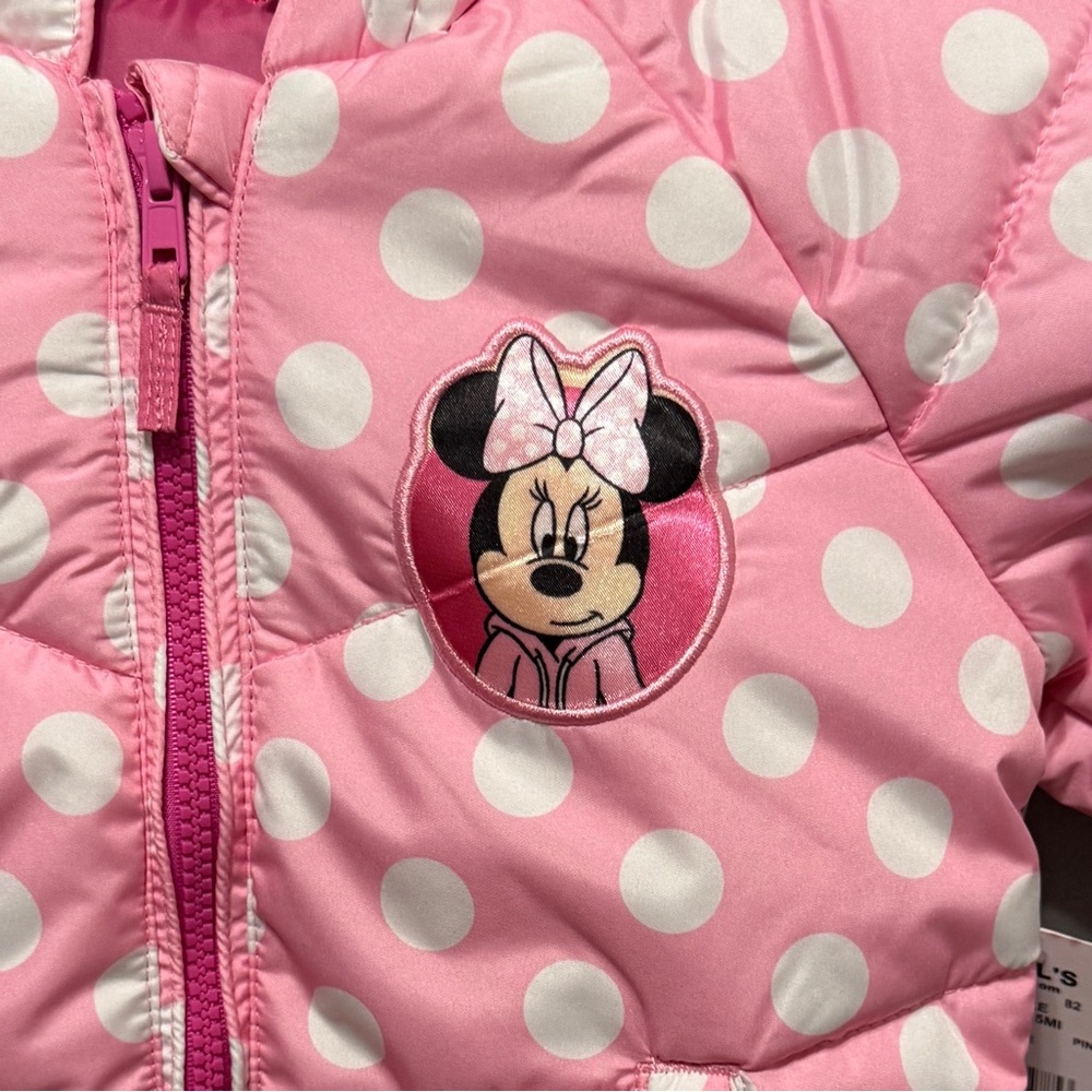 Disney junior Minnie Mouse Girls 3T zip up winter coat/jacket - Picture 2 of 12